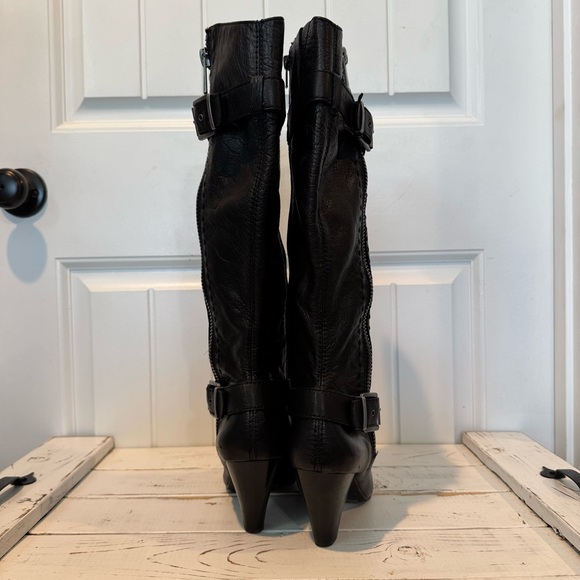 Arturo Chiang Black Leather Knee-High Boots Size 8.5 M - Picture 4 of 12
